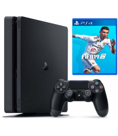 Sony بلاى ستيشن 4 - Slim - هارد ديسك 500 جيجابايت + فيفا 19 + وحدة تحكم 