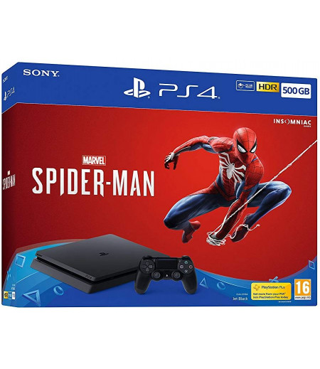 Play Station 4 - 500GB Hard Drive + Spider Man Game - Black